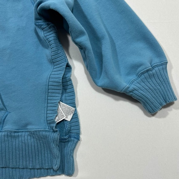 American Eagle Hoodie Oversized Ribbed Fleece Pullover Blue Split Hem Women L - Picture 11 of 14